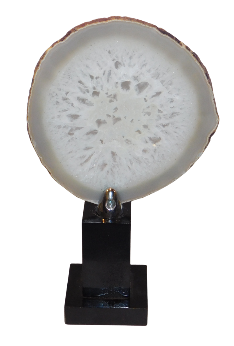 Agate Slice on Wooden Base
