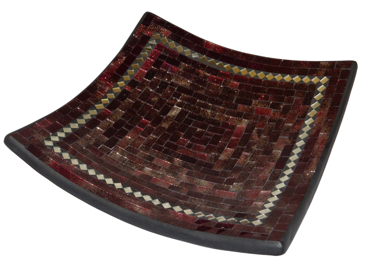 Red Mosaic Glass Serving Dish